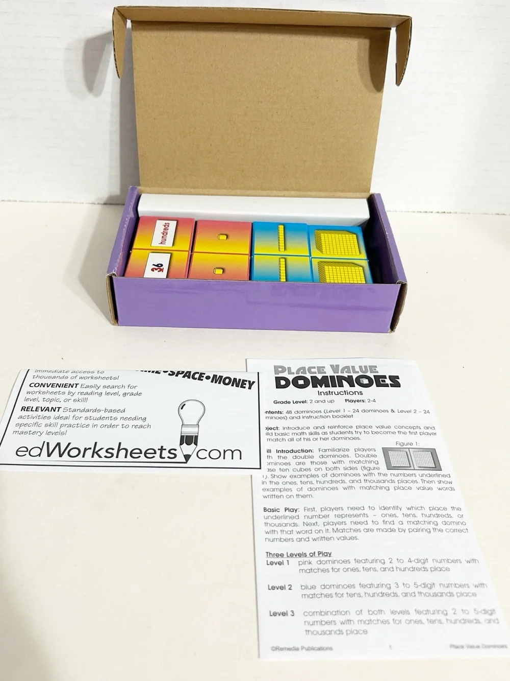 Remedia Publications Place Value Math Bundle Activities Book Flash Card Dominoes